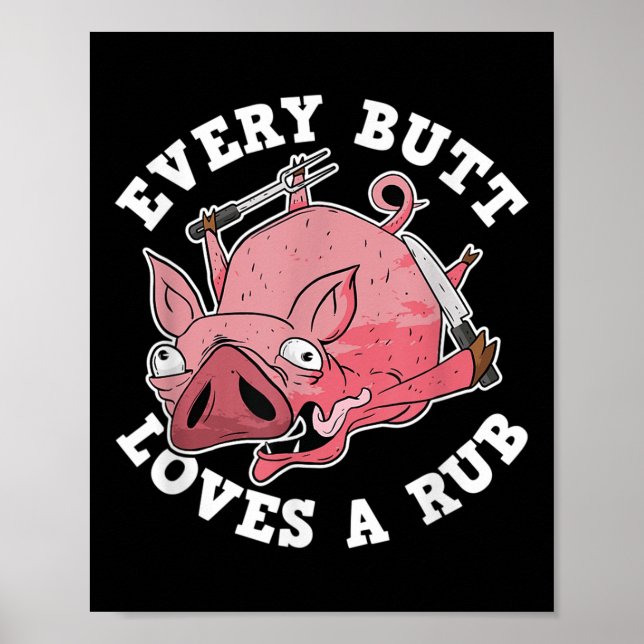 Affiche Drôle Fumeur Barbecue Chaque Bouton Aime Un Grilla (Devant)