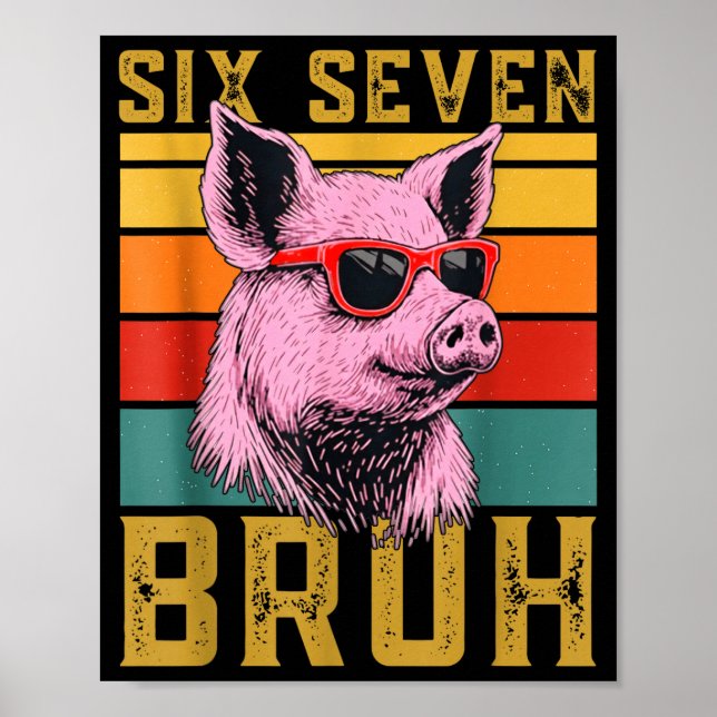 Affiche Drôle G 67 6 7 Six Sept Meme Animal Design Rétro  (Devant)