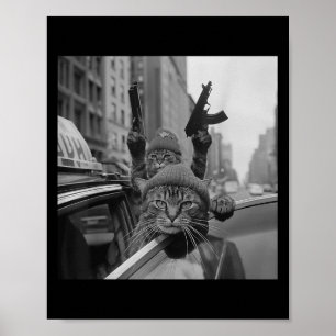 Affiche Drôle Gangster Chat Thug Mème Street Lover Chats