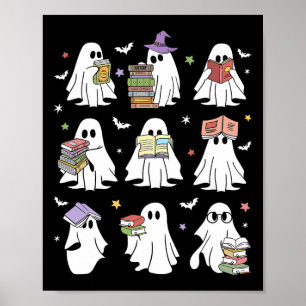 Affiche Drôle Ghost Livre Lecture Halloween Livres Lover T