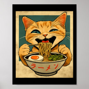Affiche Drôle Ginger Cat Ramen Japonais Kawaii Anime Cat G