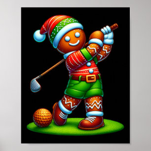 Affiche Drôle Gingerbread Homme Golf Christmas Womens Mens