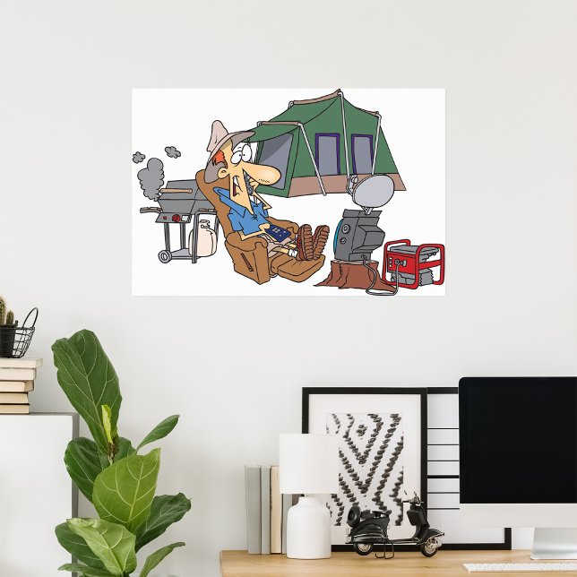 Affiche Drôle Glamping Cartoon Camping de luxe (Créateur téléchargé)