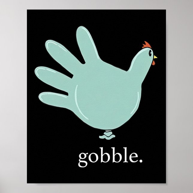 Affiche Drôle Gobble Turquie Glove Médicale Nures Thanksgi (Devant)