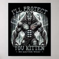 Drôle Graphic Tee I'll Protect You Kitten Alpha Wo