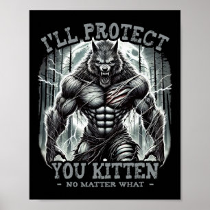 Affiche Drôle Graphic Tee I'll Protect You Kitten Alpha Wo