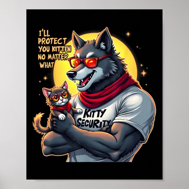Affiche Drôle Graphic Tee Ill Vous Protéger Kitten Alpha W (Devant)