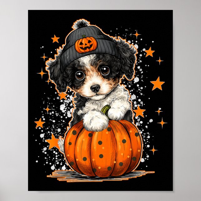 Affiche Drôle graphique de chien d'Odle Halloween citrouil (Devant)