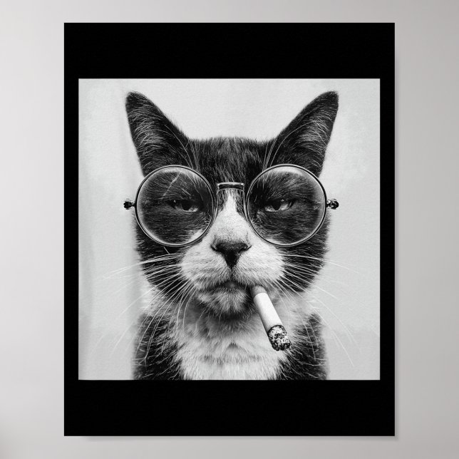 Affiche Drôle Graphisme Chat Fumer Adulte Amusant _1 (Devant)