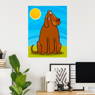 Affiche Drôle gros chien Brown assis au soleil