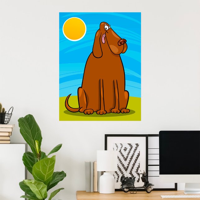Affiche Drôle gros chien Brown assis au soleil (Créateur téléchargé)
