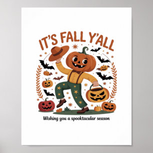 Affiche Drôle Halloween automne mignon C’est automne Y’all