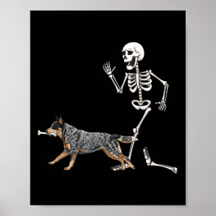 Affiche Drôle Halloween chien de bétail australien et sque