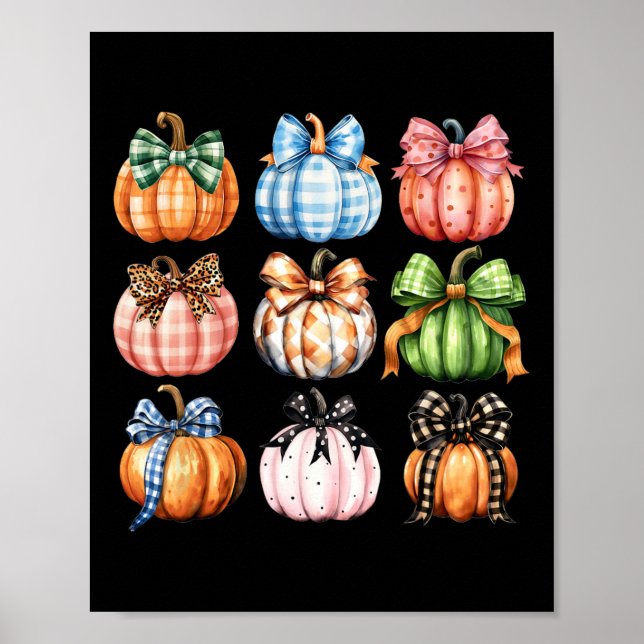Affiche Drôle Halloween Coquette Bow Citrouille Automne Me (Devant)