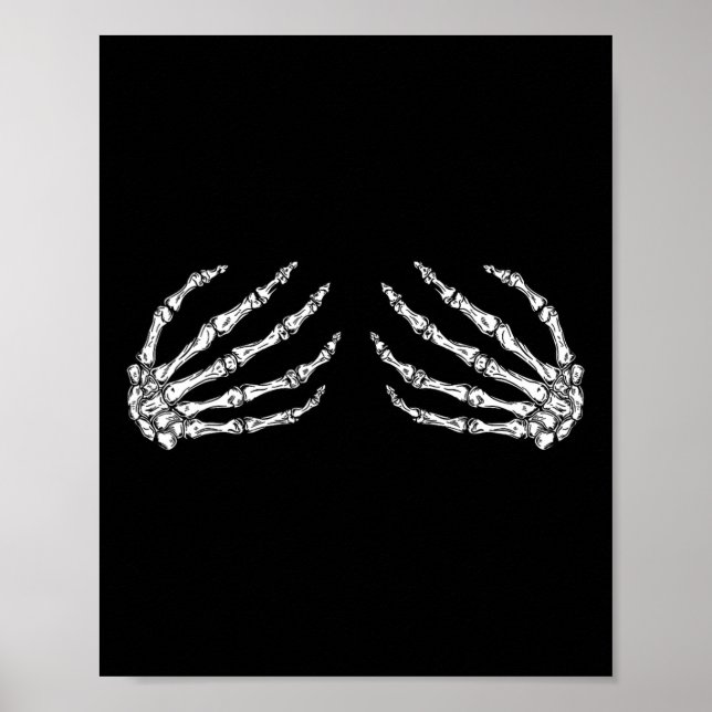 Affiche Drôle Halloween Costume de poitrine Fun Skeleton M (Devant)