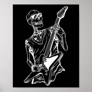 Affiche Drôle Halloween Costume Lazy Skeleton Guitare Musi