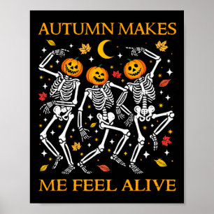 Affiche Drôle Halloween Danser Skeletons Pun Automne Autom