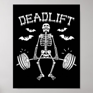 Affiche Drôle Halloween Dire Squelette Barbell Gym Workou