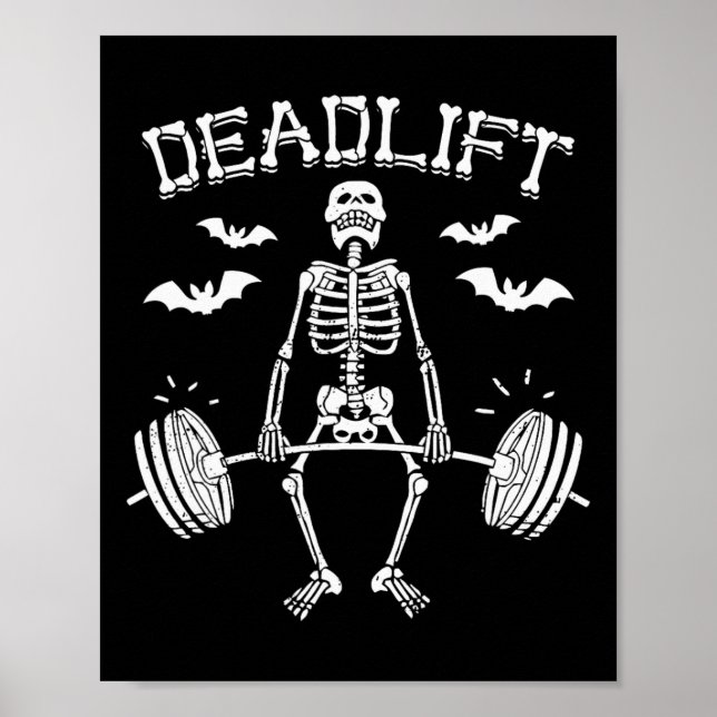 Affiche Drôle Halloween Dire Squelette Barbell Gym Workou (Devant)