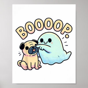 Affiche Drôle Halloween Fantôme Carlin Boop Silencieux Chi