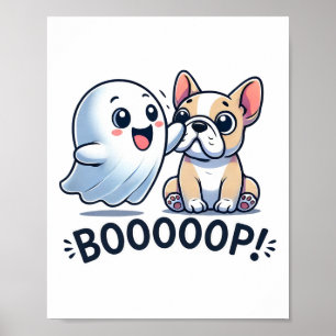 Affiche Drôle Halloween Ghost French Bulldog Boop Easy Laz