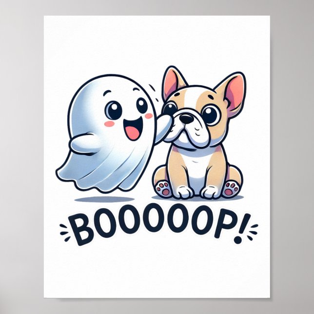 Affiche Drôle Halloween Ghost French Bulldog Boop Easy Laz (Devant)