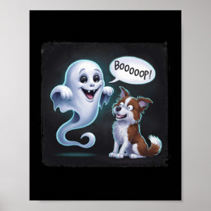 Affiche Drôle Halloween Ghost Husky Chien Boop Silencieux