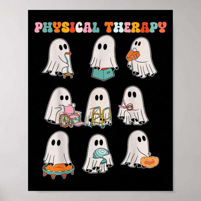 Affiche Drôle Halloween Ghost Physiothérapie Pt Physique (Devant)