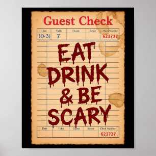 Affiche Drôle Halloween Guest Check Manger Boire Et Être E