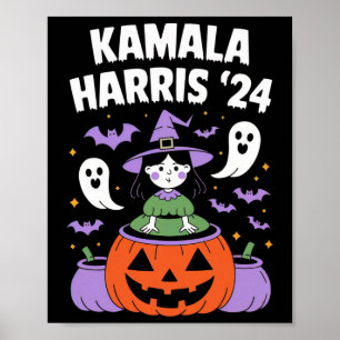 Affiche Drôle Halloween Kamala Harris Citrouille 2024