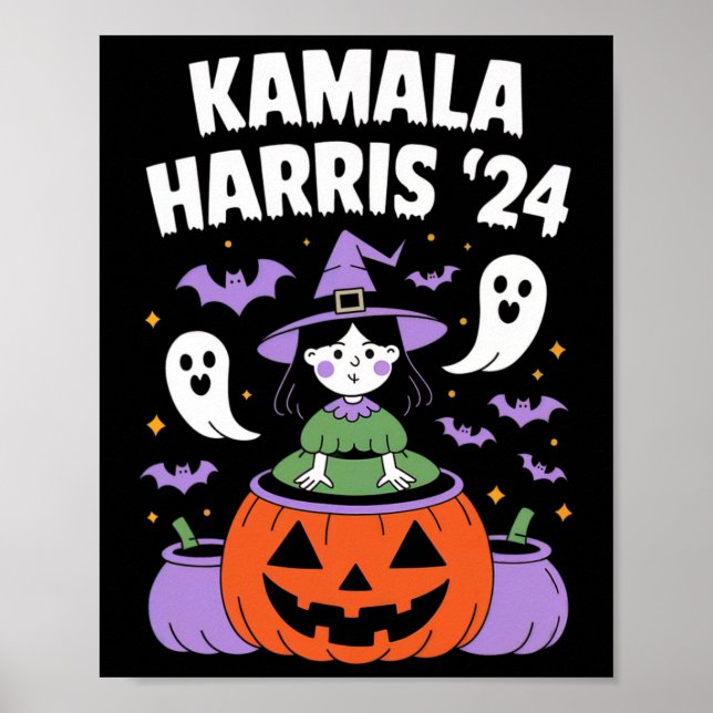 Affiche Drôle Halloween Kamala Harris Citrouille 2024 (Devant)
