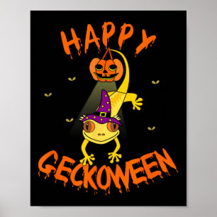 Affiche Drôle Halloween mignon Crested Eyelash Gecko Citro