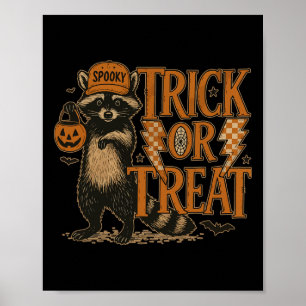 Affiche Drôle Halloween Raccoon Costume Mème Trick Ou Fera