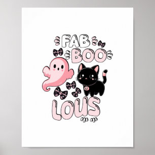 Affiche Drôle Halloween rose Fantôme Spooktacular Chat Fab