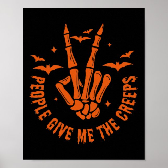Affiche Drôle Halloween squelette chute main les gens me d (Devant)