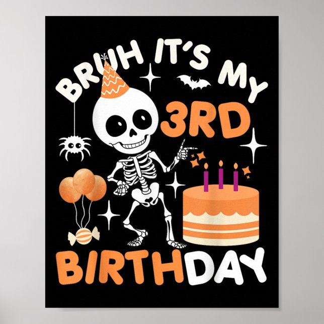 Affiche Drôle Halloween Squelette d'anniversaire, Bruh Son (Devant)