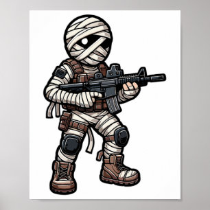 Affiche Drôle Halloween tactique maman armée hommes vétéra