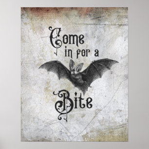 Affiche Drôle Halloween Vampire Bat Venez pour un Bite