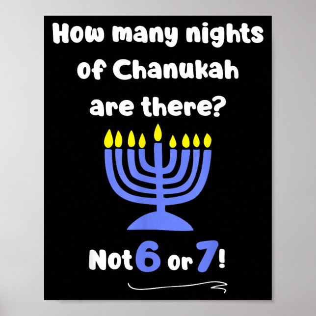Affiche Drôle Hanukkah 67 Mème Professeur Combien de nuits (Devant)