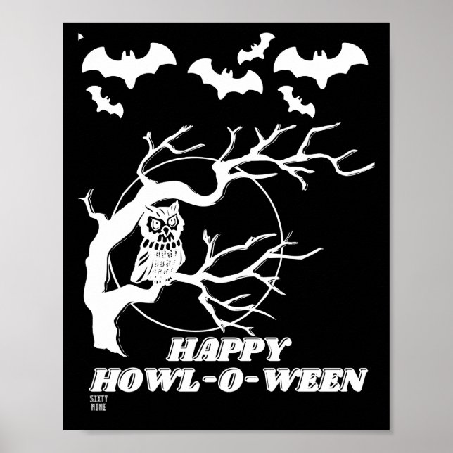 affiche drôle "HAPPY HOWL-O-WEEN" (Devant)