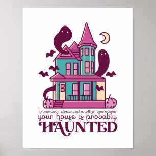Affiche Drôle Haunted House Citation Horreur Film Hallowee