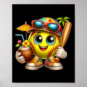 Affiche Drôle Hawaii Softll Ll Hawaïen Tropical Été Va