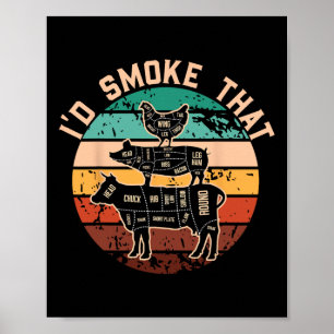 Affiche Drôle Id Fumer Que Drôle Barbecue Retro Grilling