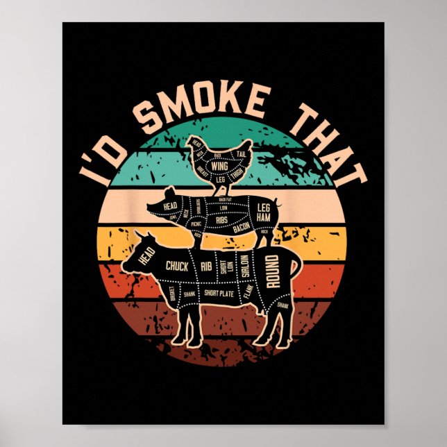 Affiche Drôle Id Fumer Que Drôle Barbecue Retro Grilling (Devant)