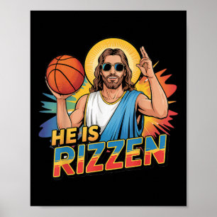 Affiche Drôle Il Est Rizzen Jesus Chemise Basketball Garço
