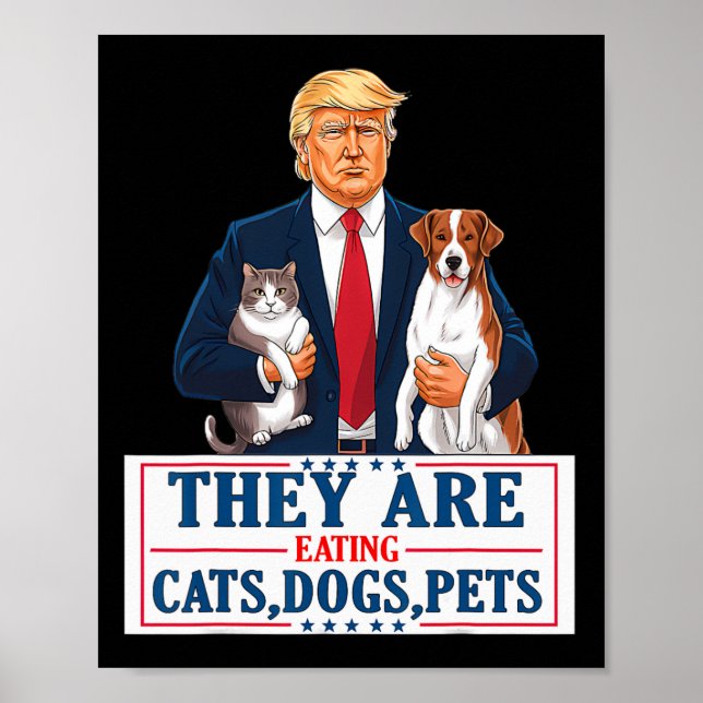 Affiche Drôle Ils Mangent Les Chiens Les Chats Les Animaux (Devant)