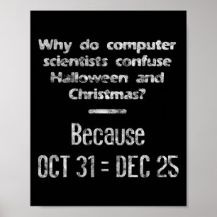 Affiche Drôle informaticien Halloween Noël Nerd