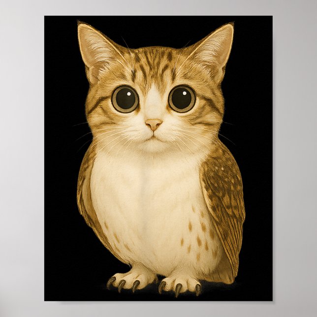 Affiche Drôle Internet tendance mème maudit Chat Chouette  (Devant)
