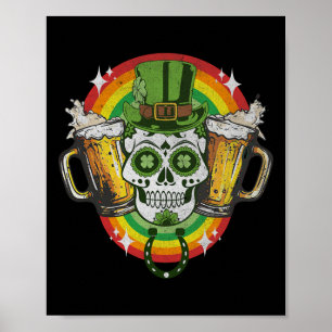 Affiche Drôle Irlandais Skull Jour de la Saint Patrick Bee