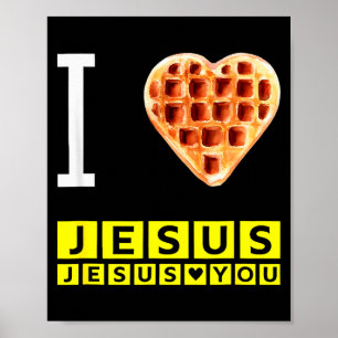 Affiche Drôle J'Aime Jésus Gaufre Cœur Christian Petit Déj